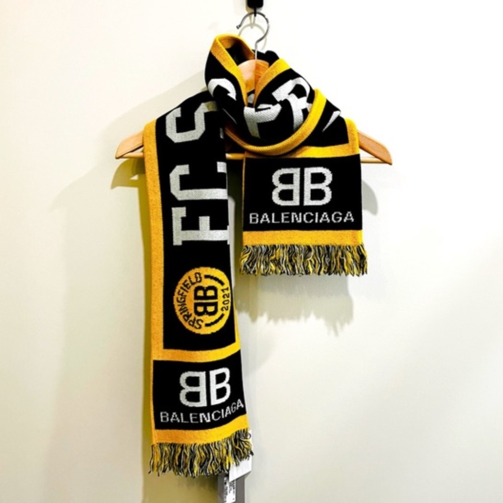BALENCIAGA x the Simpsons Fringe Scarf, Black & Yellow *NWT* - Picture 1 of 6